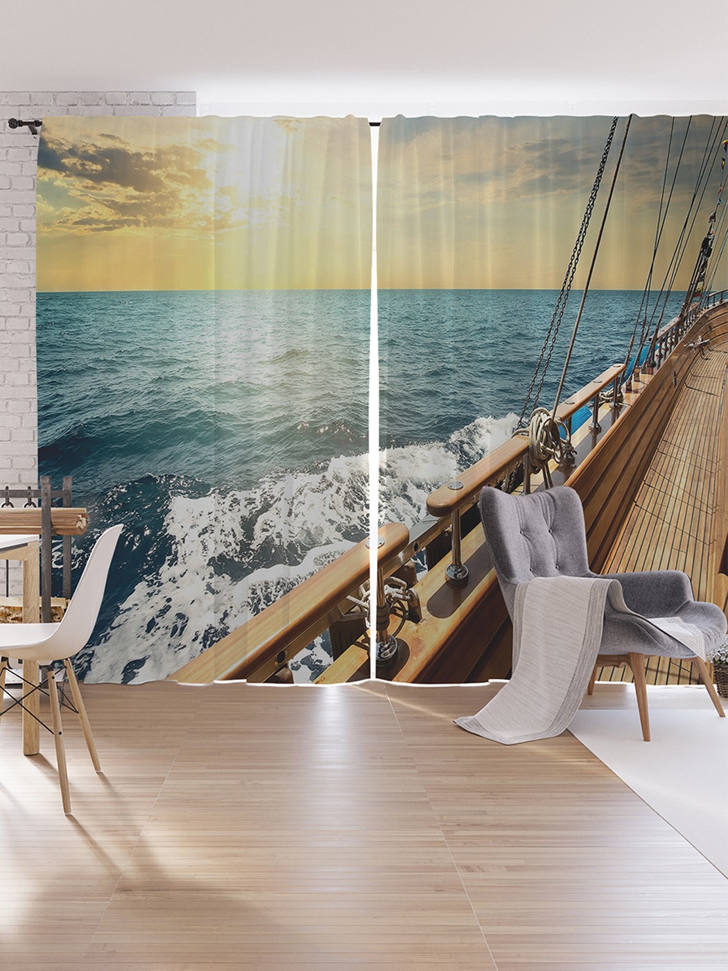 

Шторы под лён JoyArty "На борту корабля", серия Oxford DeLux, 340х265 см, На борту корабля