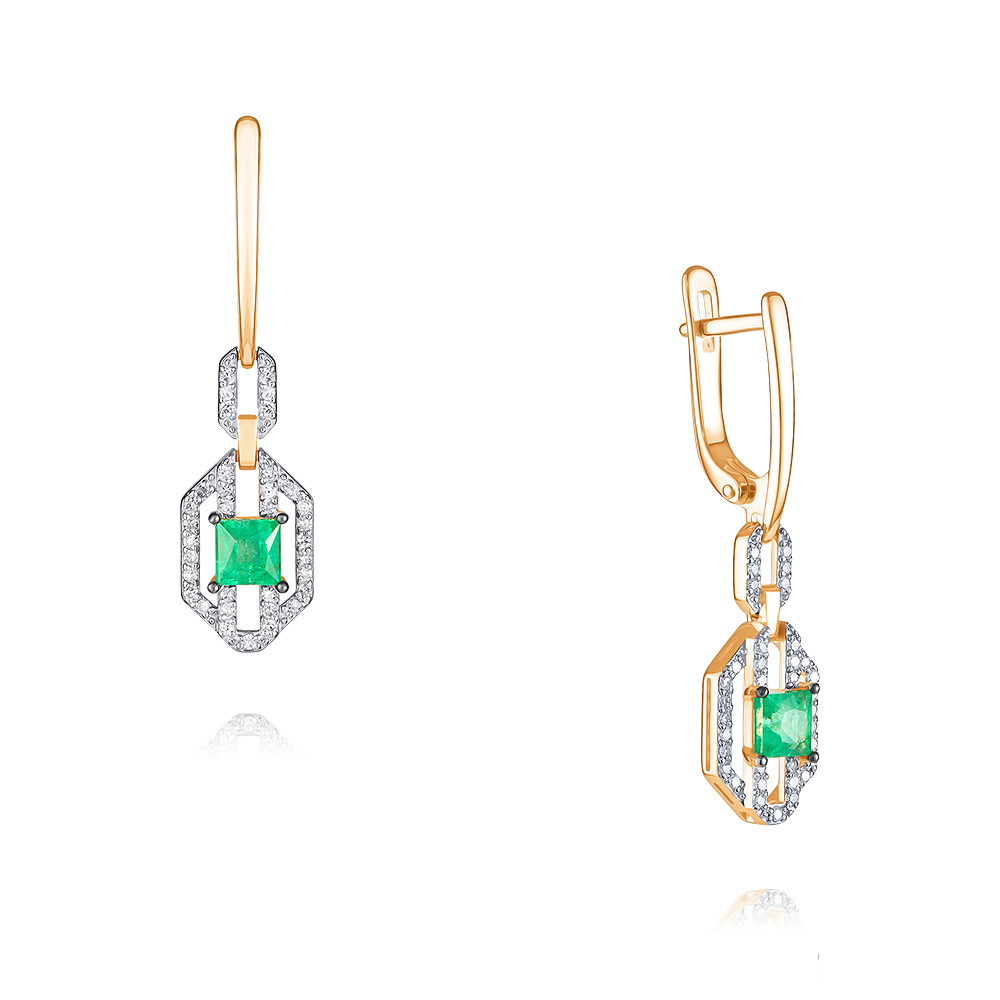 

Серьги подвески из красного золота ADAMAS 24040729/01-А50Д-433, изумруд/бриллиант, 24040729/01-А50Д-433