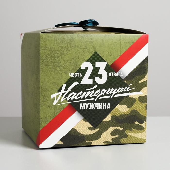 

Коробка складная Дарите Счастье Настоящему мужчине 18 х 18 х 18 см, Зеленый, Подарочная упаковка 23 февраля