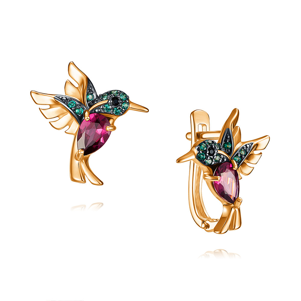 

Серьги из красного золота ADAMAS 24038503/01-А50ДЧ-670, родолит/фианит, 24038503/01-А50ДЧ-670