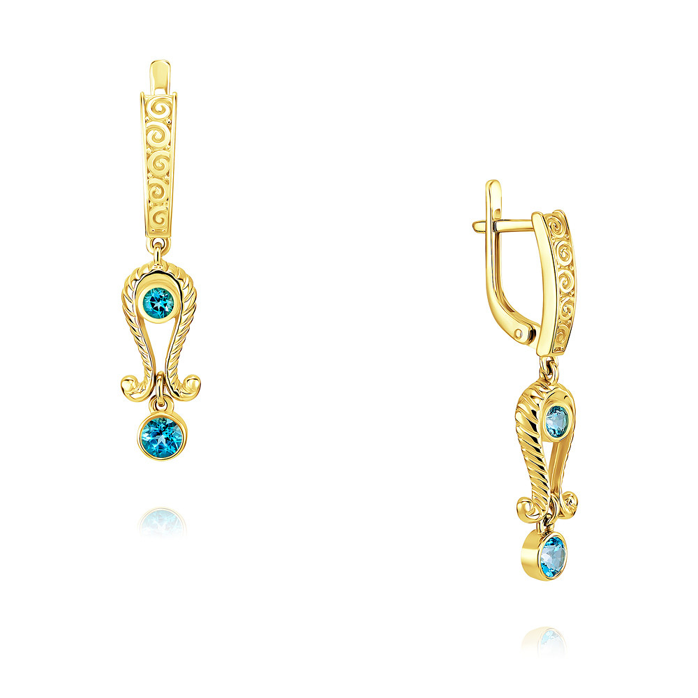 

Серьги подвески из желтого золота ADAMAS 2424253-А555-659, топаз, 2424253-А555-659