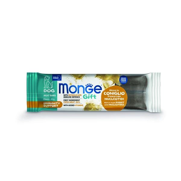 Лакомство для собак Monge Gift Immunity support Мясные батончики с кроликом 40 г 619₽