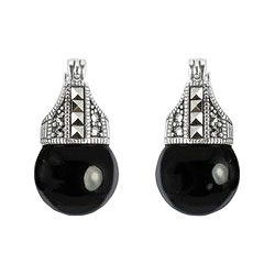 

Серьги из серебра с ониксом/марказитом Марказит HE1421-oniks-mr, HE1421-oniks-mr