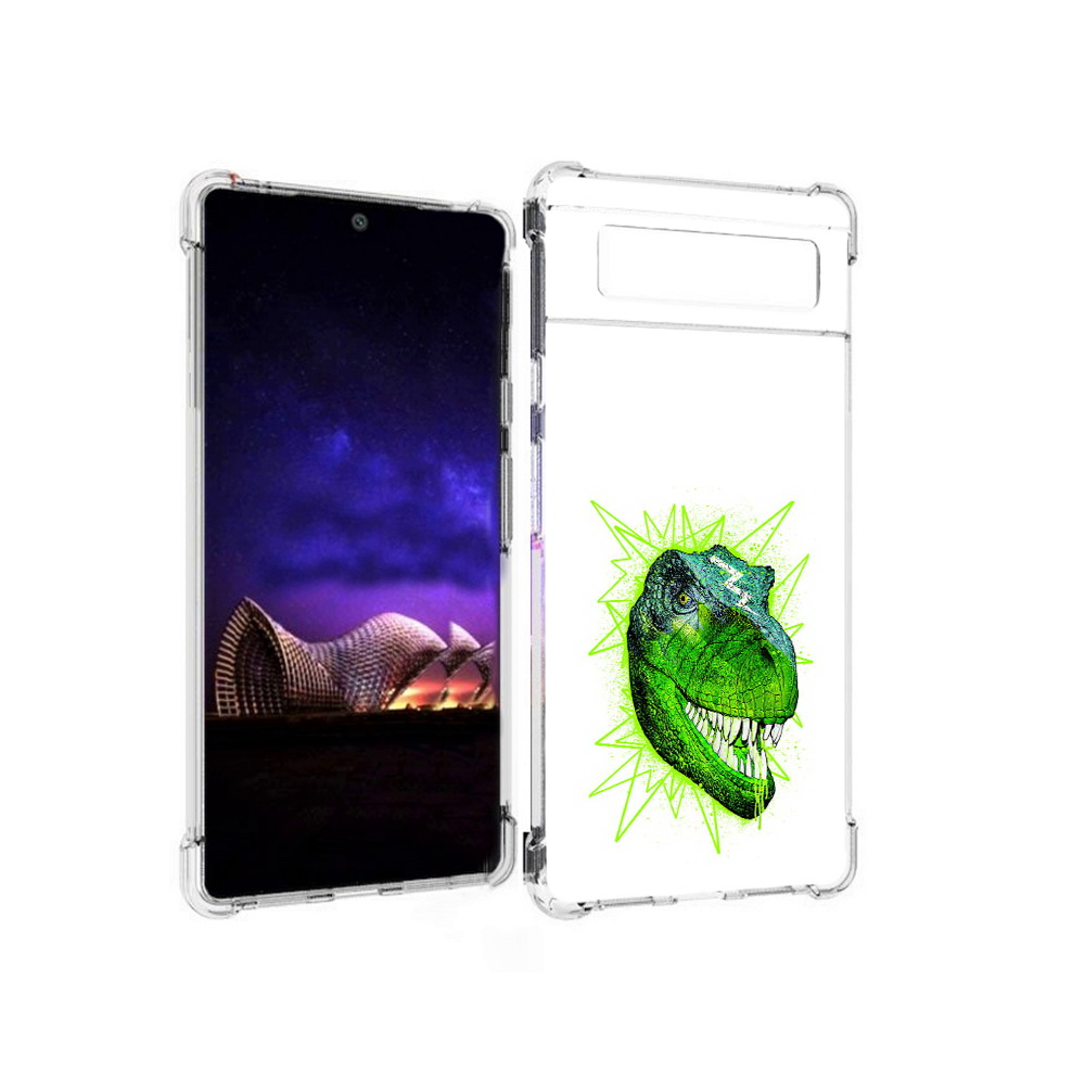 

Чехол MyPads Tocco для Google Pixel 6 зеленый динозавр, Прозрачный, Tocco