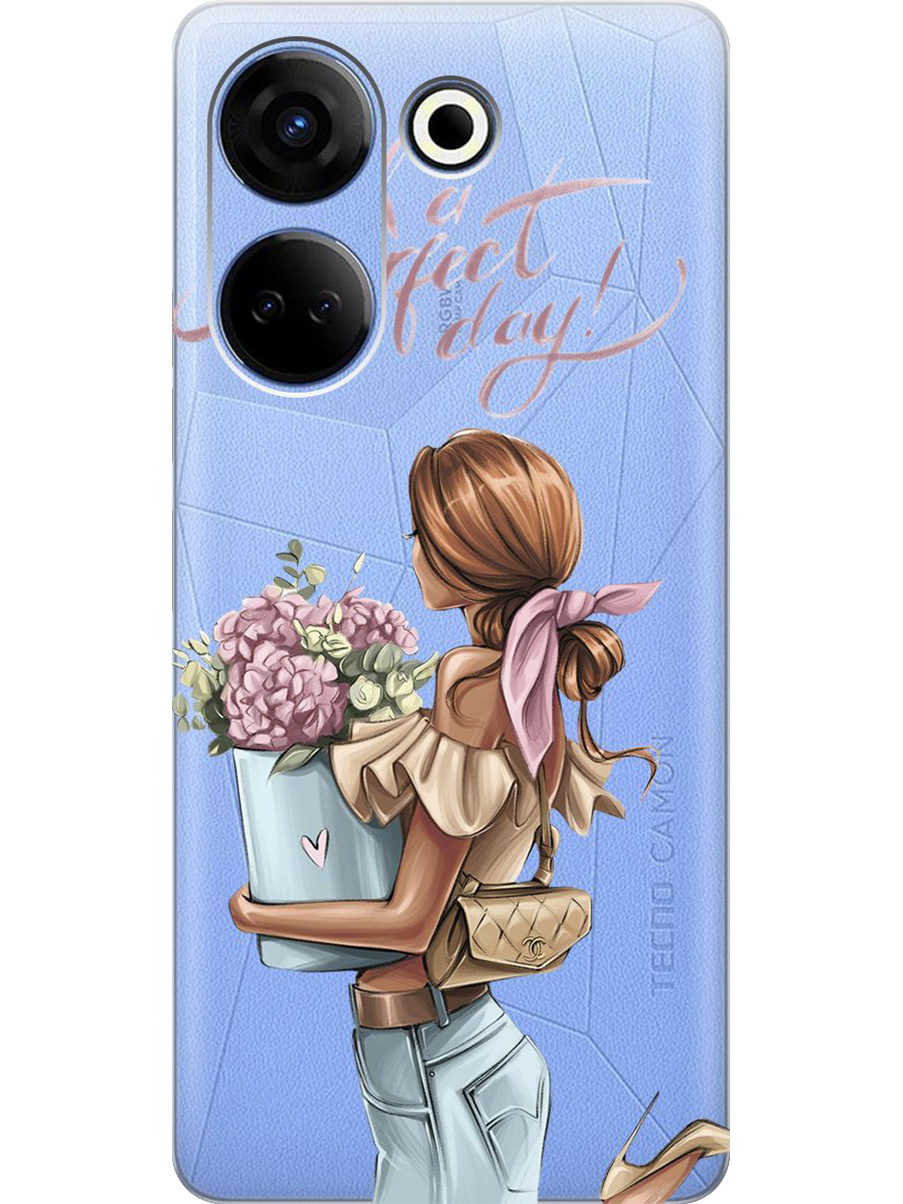 

Силиконовый чехол на Tecno Camon 20 / 20 Pro с принтом "Какой прекрасный день" прозрачный, Прозрачный;голубой;розовый, 772566075