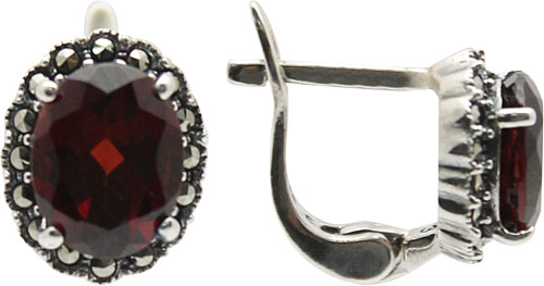 

Серьги из серебра с гранатом/марказитом Марказит HE872-granat-mr, HE872-granat-mr