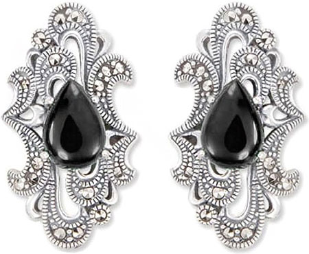 

Серьги из серебра с ониксом/марказитом Марказит HE1162-oniks-mr, HE1162-oniks-mr