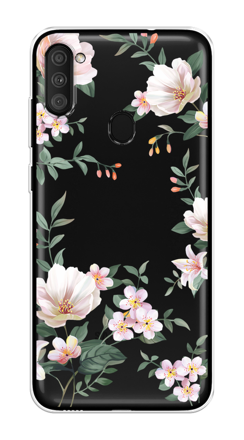 

Чехол на Samsung Galaxy A11/M11 "Beautiful white flowers", Бежевый;зеленый, 2100650-1