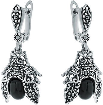 

Серьги из серебра с марказитом/ониксом Марказит HE1382-oniks-mr, HE1382-oniks-mr