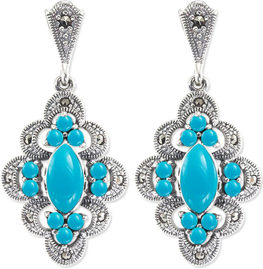 

Серьги из серебра с бирюзой/марказитом Марказит HE845-birjuza-mr, HE845-birjuza-mr