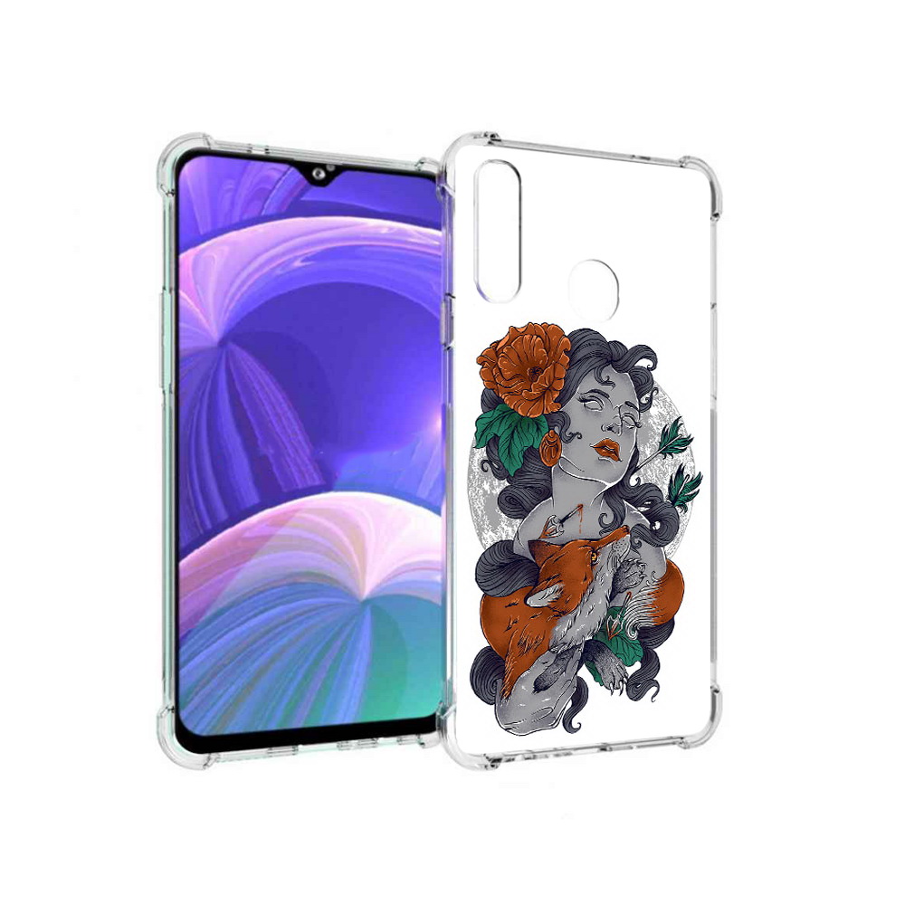 

Чехол MyPads Tocco для Samsung Galaxy A20s темная девушка с лисой (PT139755.554.639), Прозрачный, Tocco