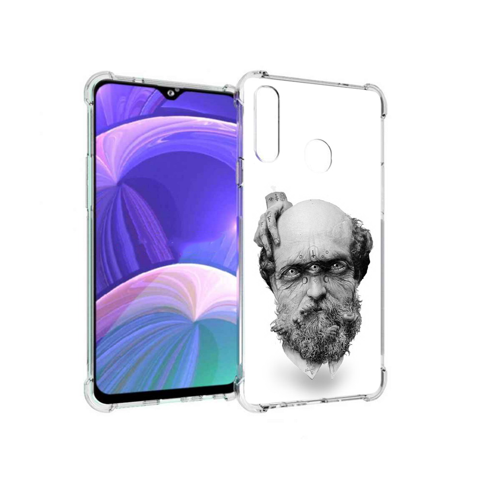 

Чехол MyPads Tocco для Samsung Galaxy A20s страшный бородатый мужчина абстракция, Прозрачный, Tocco