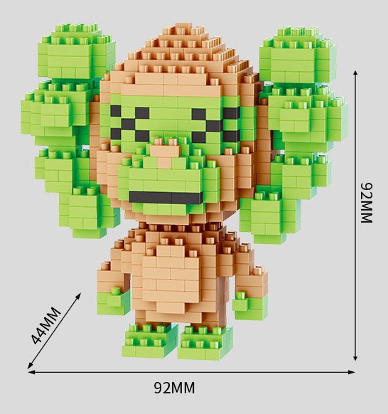Конструктор 3D из миниблоков Balody Kaws обезьянка зеленая 445 элементов - BA18264