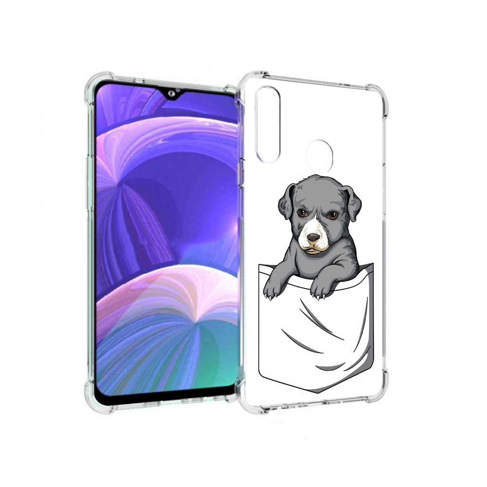 

Чехол MyPads Tocco для Samsung Galaxy A20s собачка в кармане (PT139755.554.611), Прозрачный, Tocco