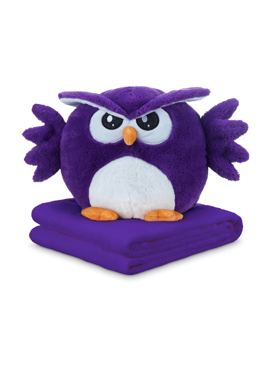 Игрушка-подушка Сова с пледом (3 в 1), 50 см, цвет фиолетовый SovaPledFiolet подушка балансировочная массажная d 35 см фиолетовый