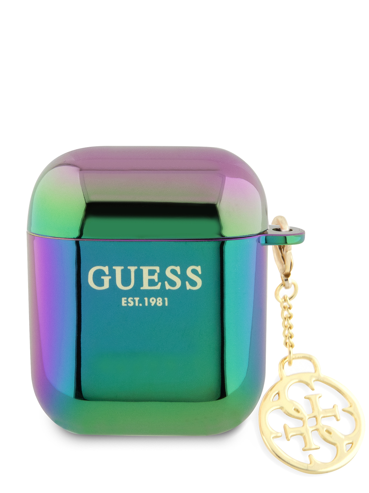 Чехол Guess для Airpods 1/2 с шармом Iridescent Black