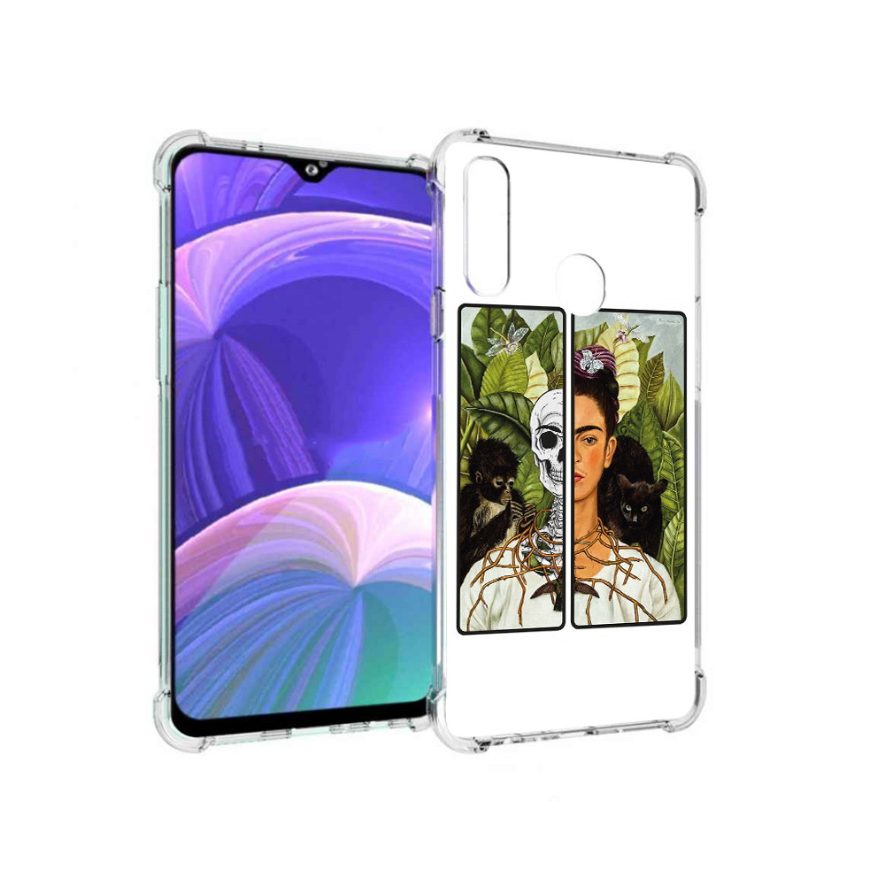 

Чехол MyPads Tocco для Samsung Galaxy A20s сдвоенная картинка девушка скелет, Прозрачный, Tocco