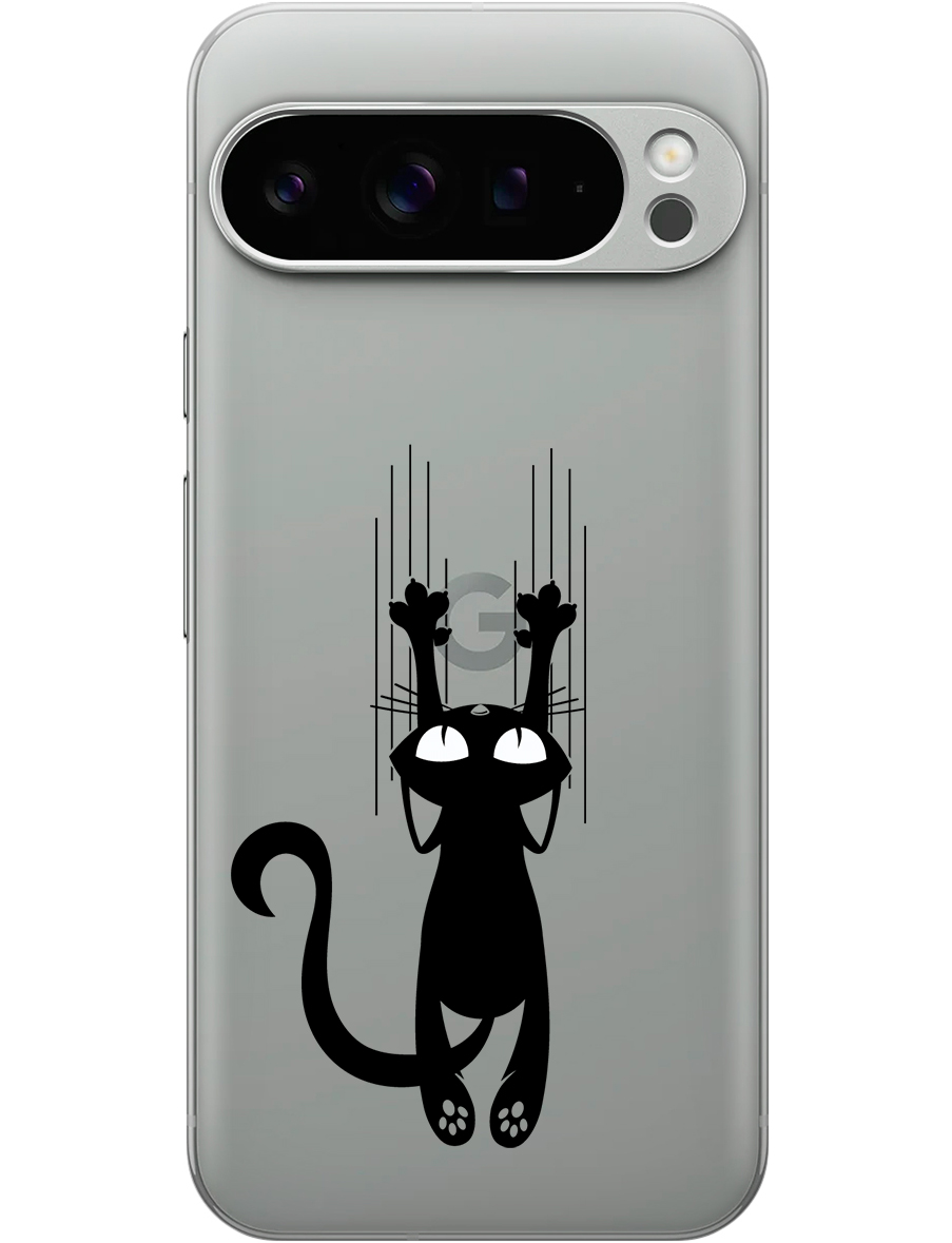 

Силиконовый чехол на Google Pixel 9 pro с принтом "Кошечка царапка" прозрачный, Прозрачный;черный, 784810371