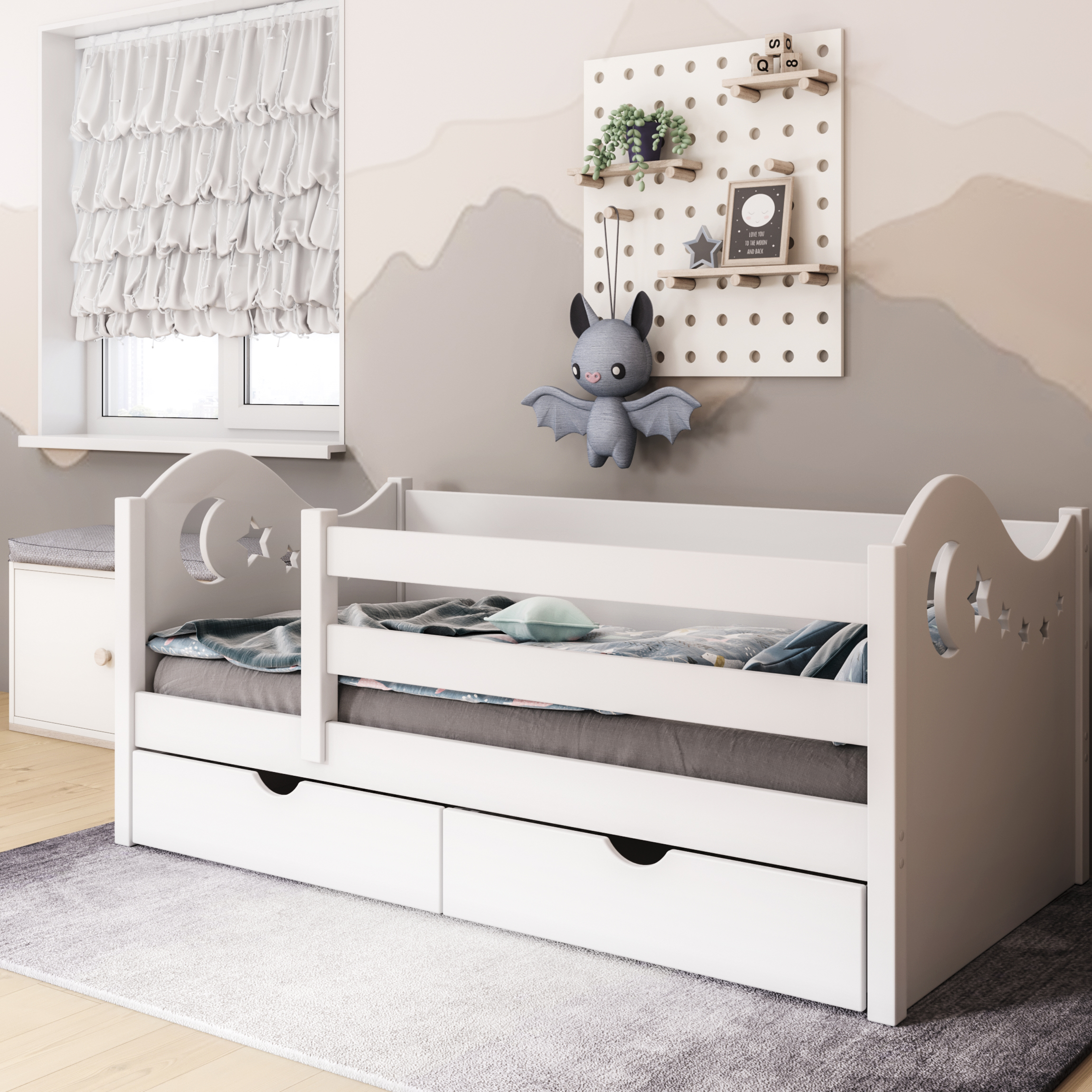 Детская кровать Mi-Gusta Aston, 189x69x89, из массива берёзы, белая, без ящиков