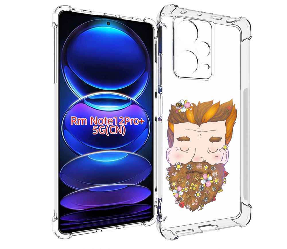 

Чехол MyPads мужчина с цветами в бороде для Xiaomi Redmi Note 12 Pro + Plus, Прозрачный, Tocco
