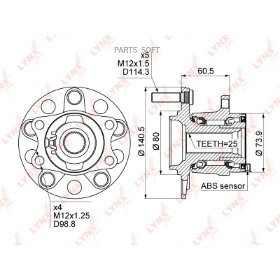 

Подшипник ступицы задней Mitsubishi ASX/Lancer VIII/Outlander II 06>12 Citroen C-Crosser/C