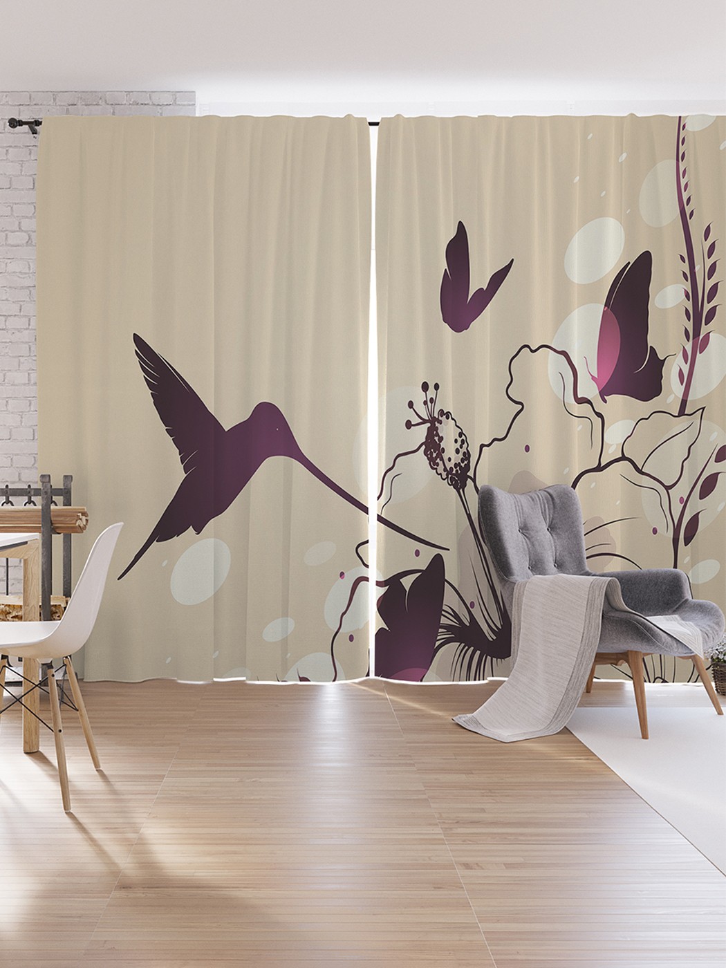 

Шторы под лён JoyArty "Птичка колибри на цветке", серия Oxford DeLux, 340х265 см, Птичка колибри на цветке