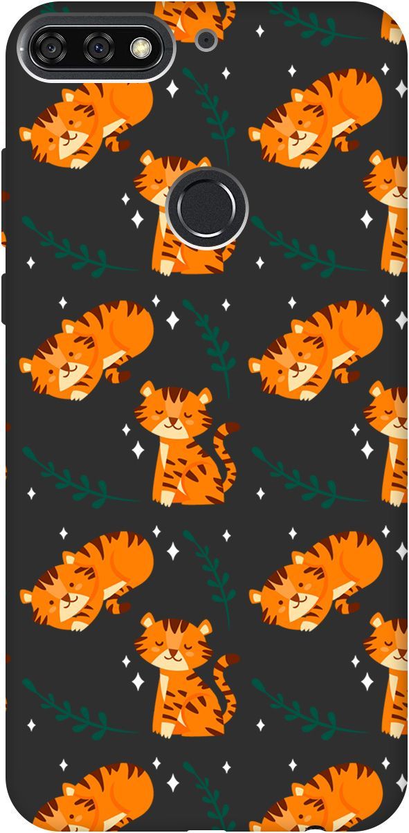 

Чехол на Honor 7C/7A Pro/Huawei Y6 Prime (2018) "Tigers" черный, Черный;белый, 8392