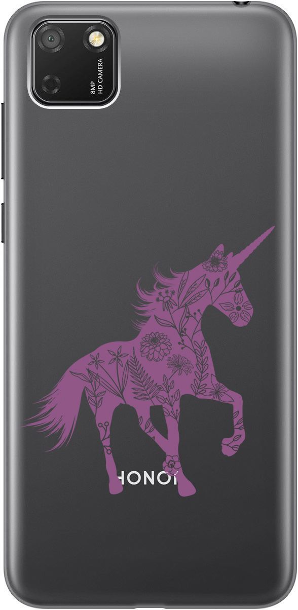 

Чехол на Honor 9S/Huawei Y5P "Floral Unicorn" прозрачный, Прозрачный;фиолетовый, 5275