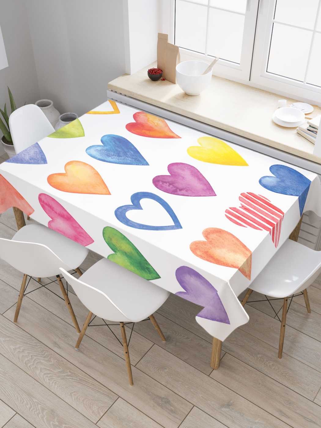 

Скатерть прямоугольная JoyArty "Разнообразие в сердце" из сатена, 120x145 см, Розовый, Разнообразие в сердце