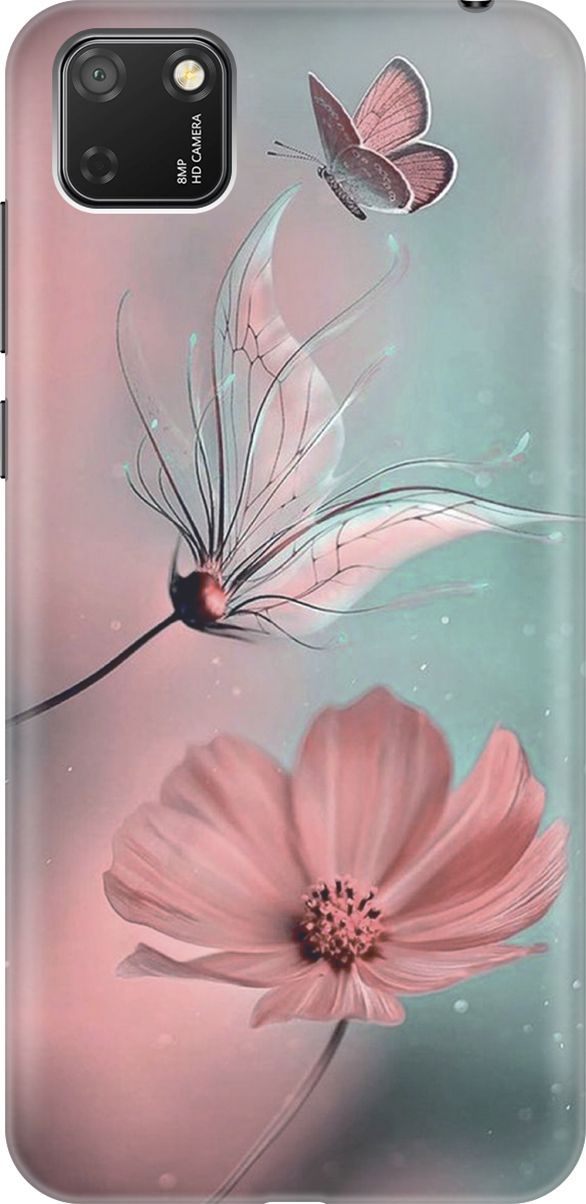 

Чехол на Honor 9S/Huawei Y5P с принтом "Бабочка и цветы", Голубой;розовый, 4499