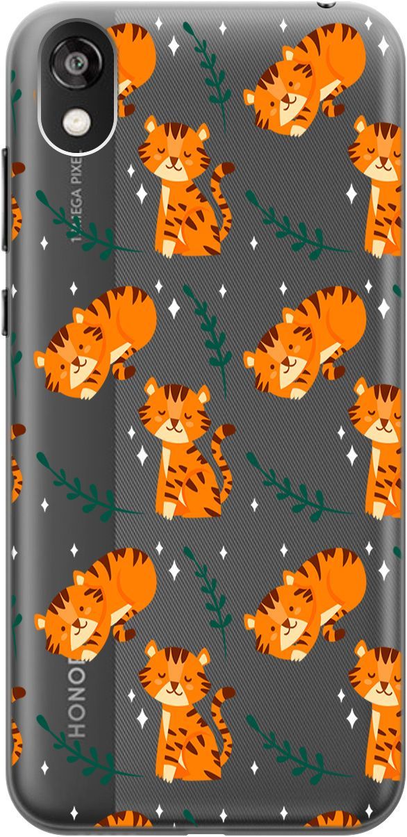 

Чехол на Honor 8S/Huawei Y5 (2019) "Tigers" прозрачный, Прозрачный;бежевый, 5270
