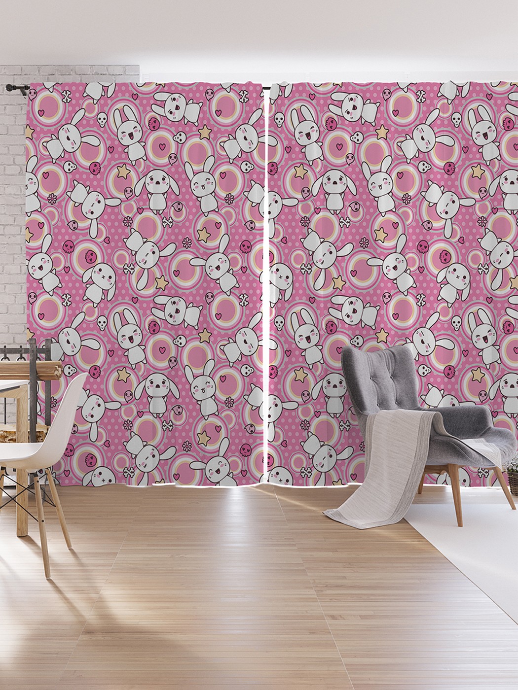 

Шторы под лён JoyArty "Милые кролики", серия Oxford DeLux, 340х265 см, Милые кролики