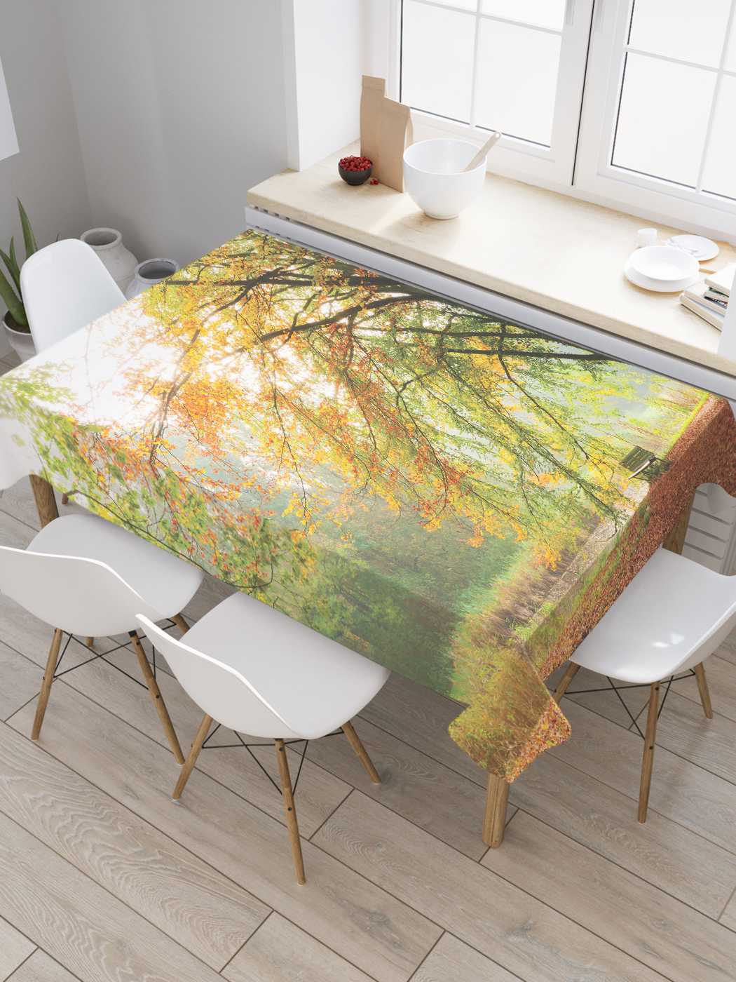 

Скатерть прямоугольная JoyArty "Осенние переговоры" из сатена, 120x145 см, Зеленый, Осенние переговоры