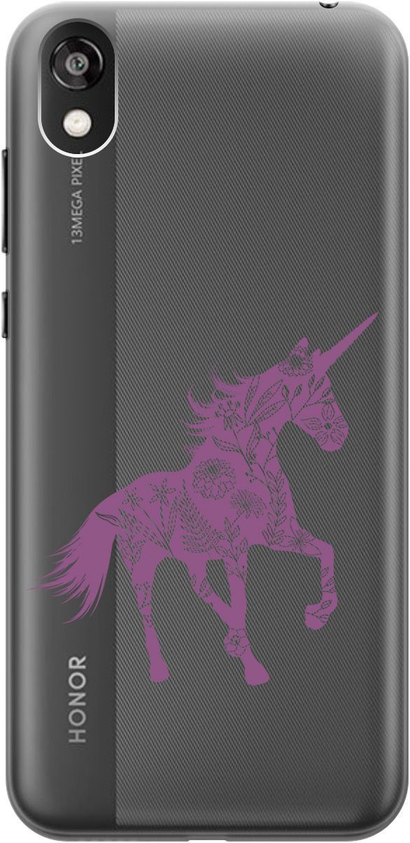 

Чехол на Honor 8S/Huawei Y5 (2019) "Floral Unicorn" прозрачный, Прозрачный;фиолетовый, 5270