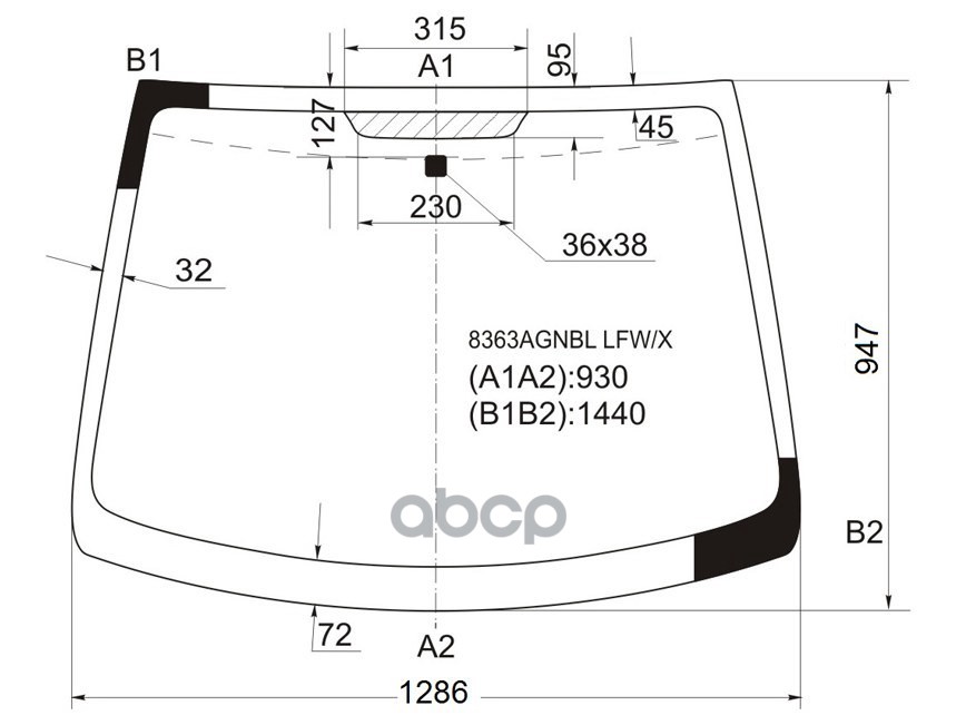 

Стекло Лобовое Toyota Aygo/Peugeot 107/Citroen C1 3/5D 05-14 Xyg Арт. 8363Agnbl Lfw/X