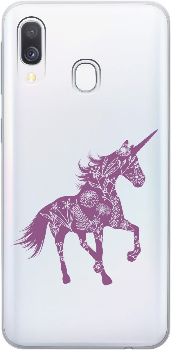 

Чехол на Honor 8A/8A Pro/Huawei Y6 (2019) "Floral Unicorn" прозрачный, Прозрачный;фиолетовый, 5278