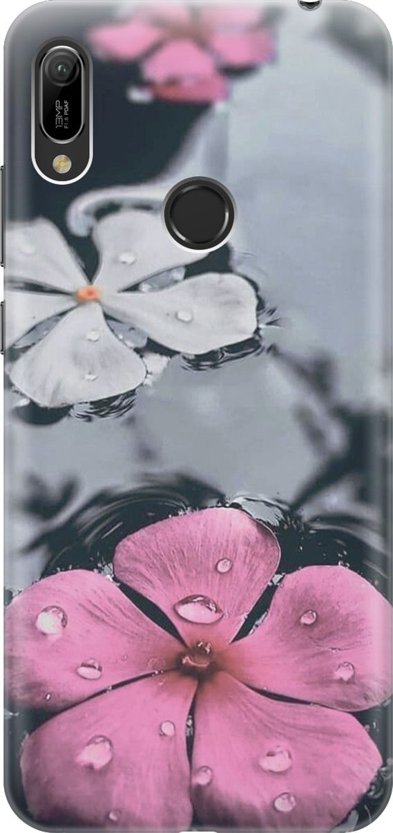 

Чехол на Honor 8A/8A Pro/Huawei Y6 (2019)/Y6 Prime (2019) "Фиалки в воде", Розовый;серый, 4501