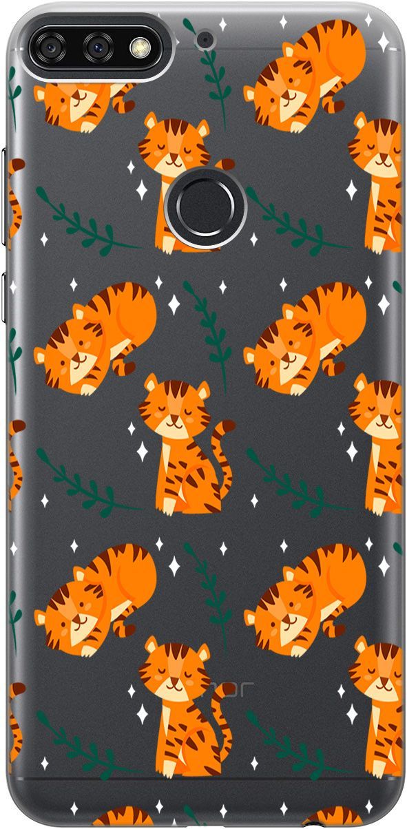 

Чехол на Honor 7C/7A Pro/Huawei Y6 Prime (2018) "Tigers" прозрачный, Прозрачный;бежевый, 5281