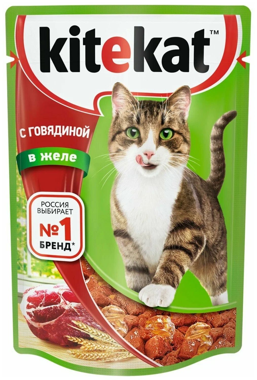 Влажный корм для кошек Kitekat с говядиной, 85 г