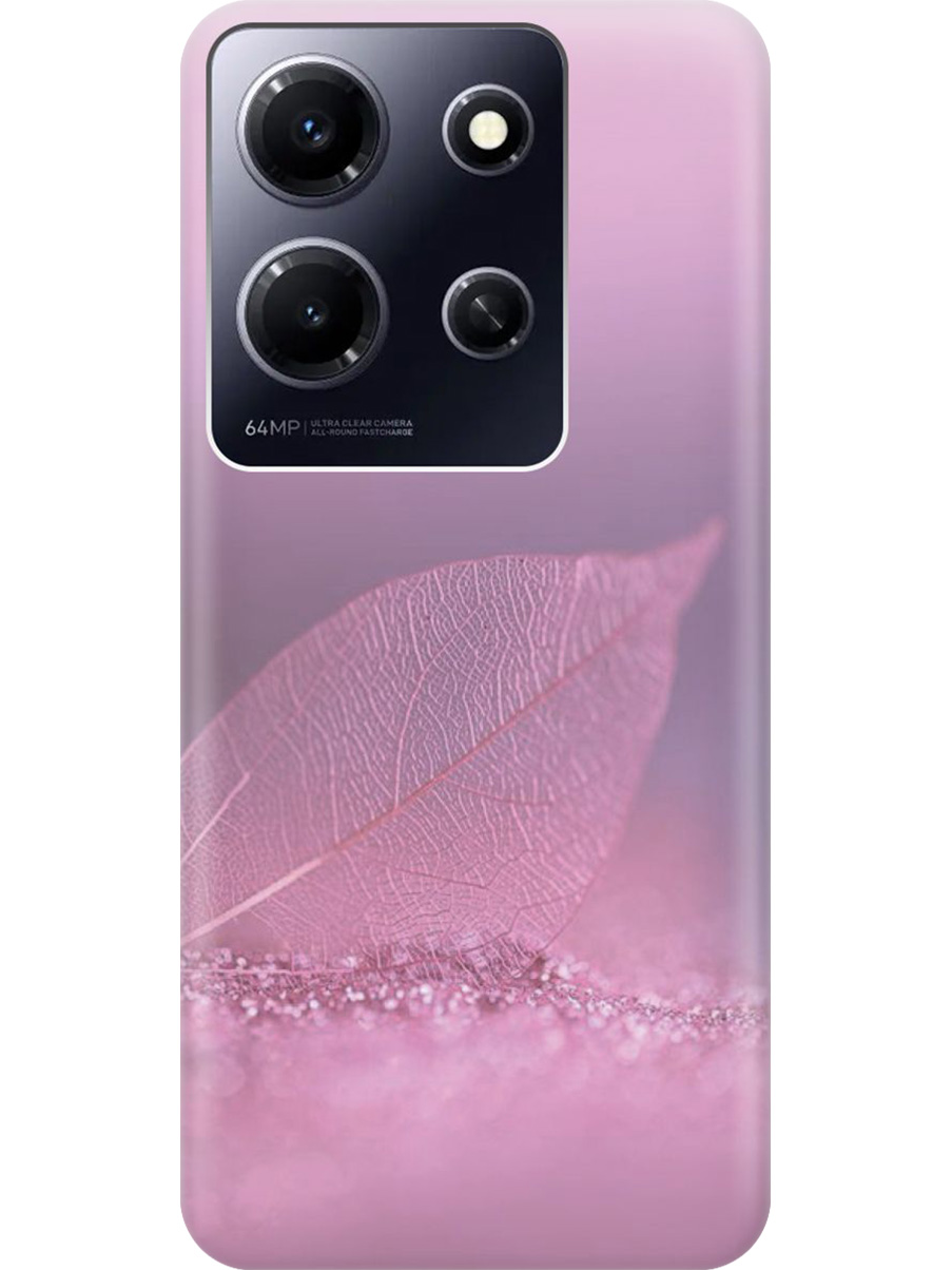 

Силиконовый чехол на Infinix Note 30i с принтом "Листок в розовых блестках", Прозрачный;розовый;фиолетовый, 772564222