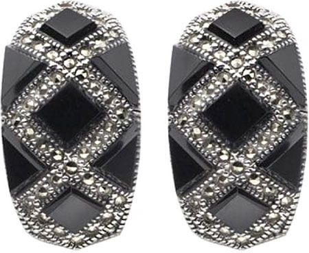 

Серьги из серебра с ониксом/марказитом Марказит HE416-oniks-mr, HE416-oniks-mr