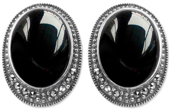 

Серьги из серебра с ониксом/марказитом Марказит HE212-oniks-mr, HE212-oniks-mr