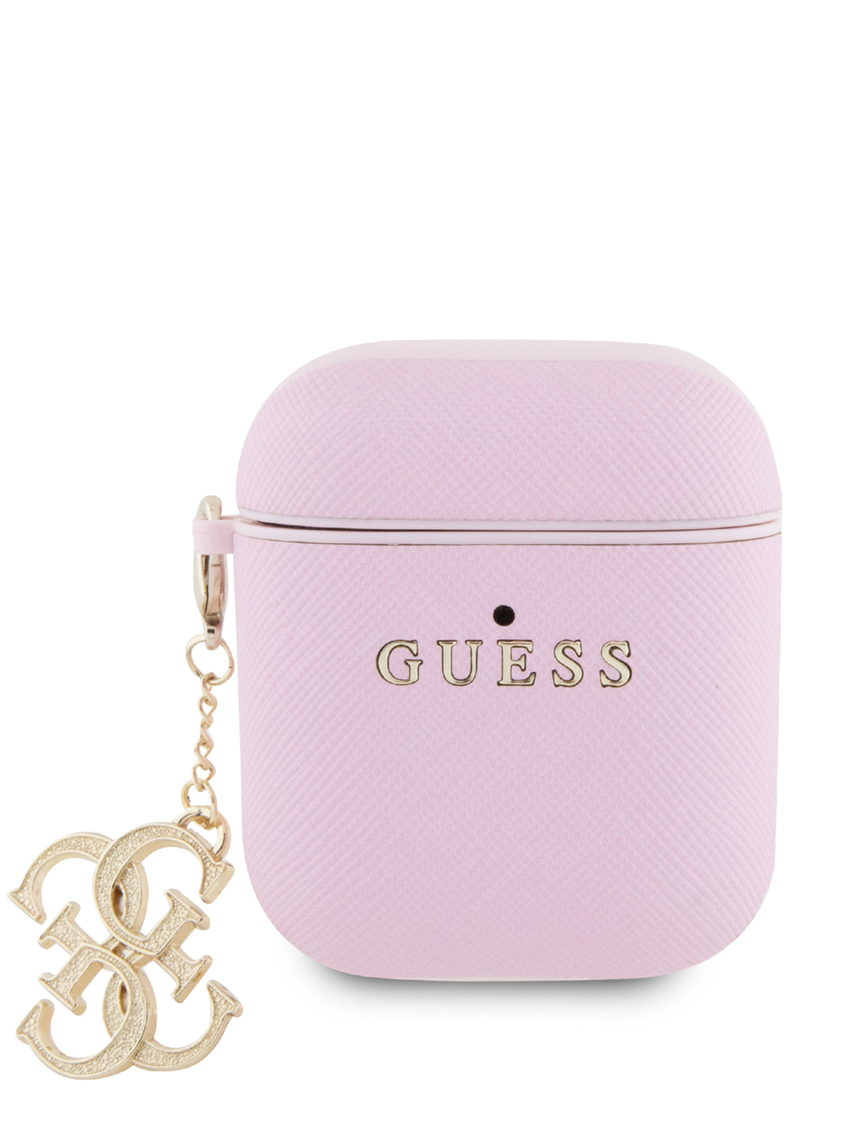 

Чехол Guess для Airpods 1/2 из экокожи с шармом Pink, Розовый