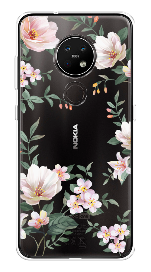 

Чехол на Nokia 6.2/7.2 "Beautiful white flowers", Бежевый;зеленый, 123150-1