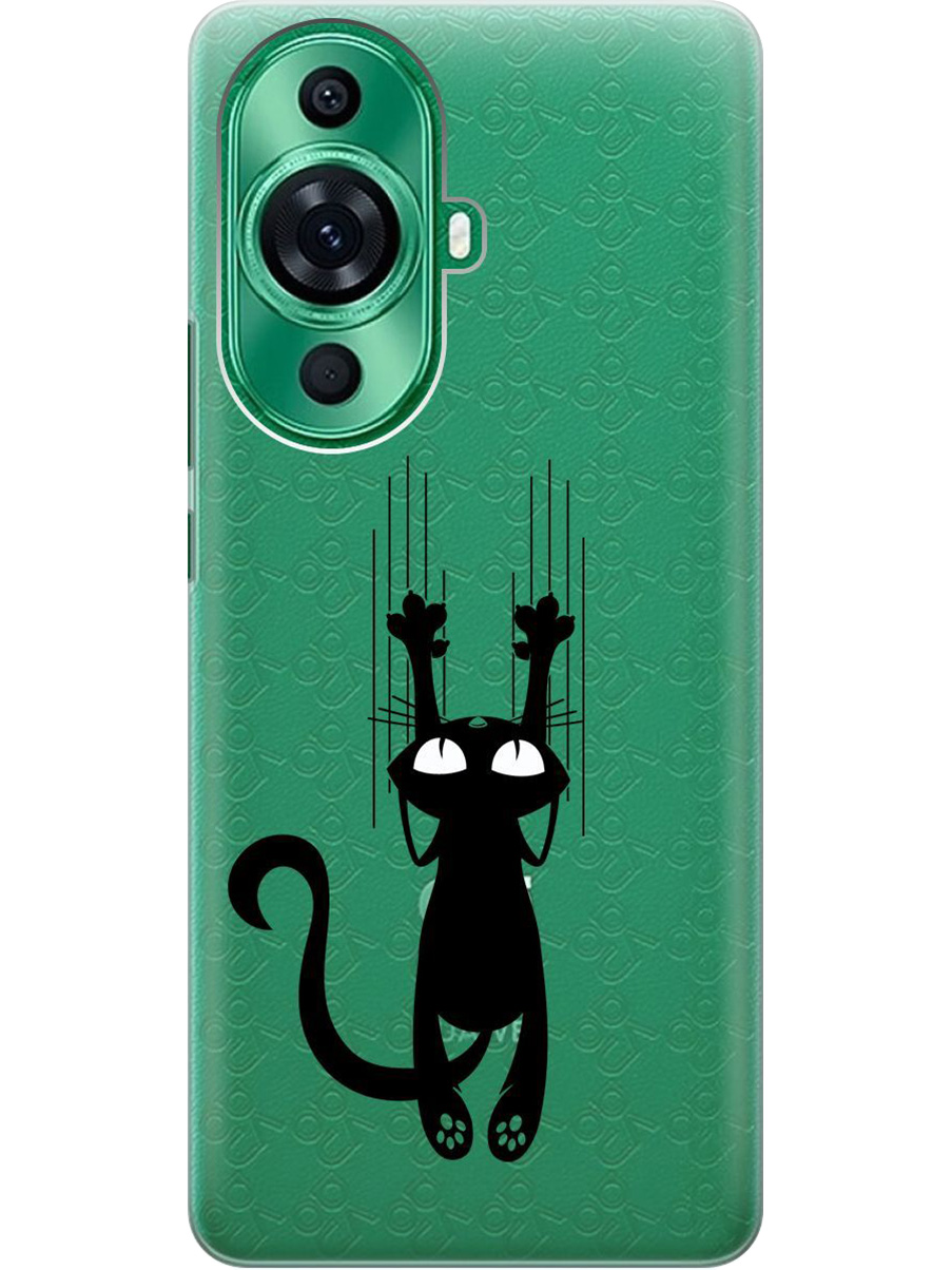 

Силиконовый чехол на Huawei nova 11 Pro/Ultra с принтом "Кошечка царапка" прозрачный, Прозрачный;черный, 769390271