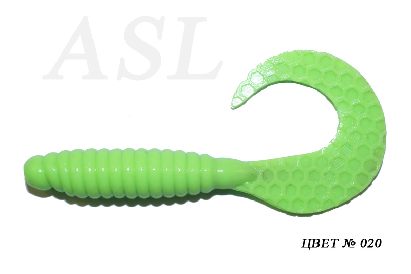 

Силиконовая приманка ASL Твистер цв. 020 L-5см 10шт/уп, Твистер