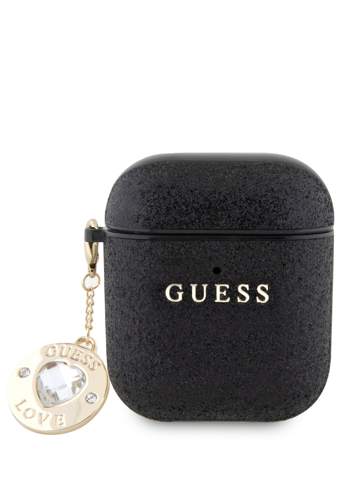 Чехол Guess для Airpods 1/2 с блестками и подвеской Black