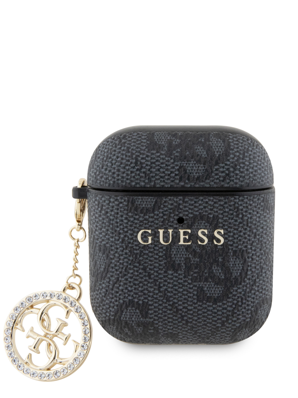 

Чехол Guess для Airpods 1/2 из экокожи с подвеской Black, Черный