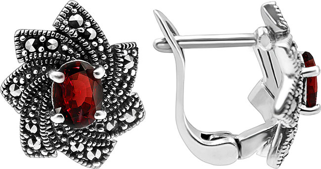 

Серьги из серебра с гранатом/марказитом Марказит HE867-mr, HE867-mr