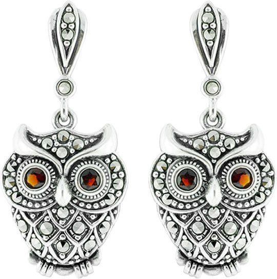 

Серьги из серебра с гранатом/марказитом Марказит HE701-mr, HE701-mr